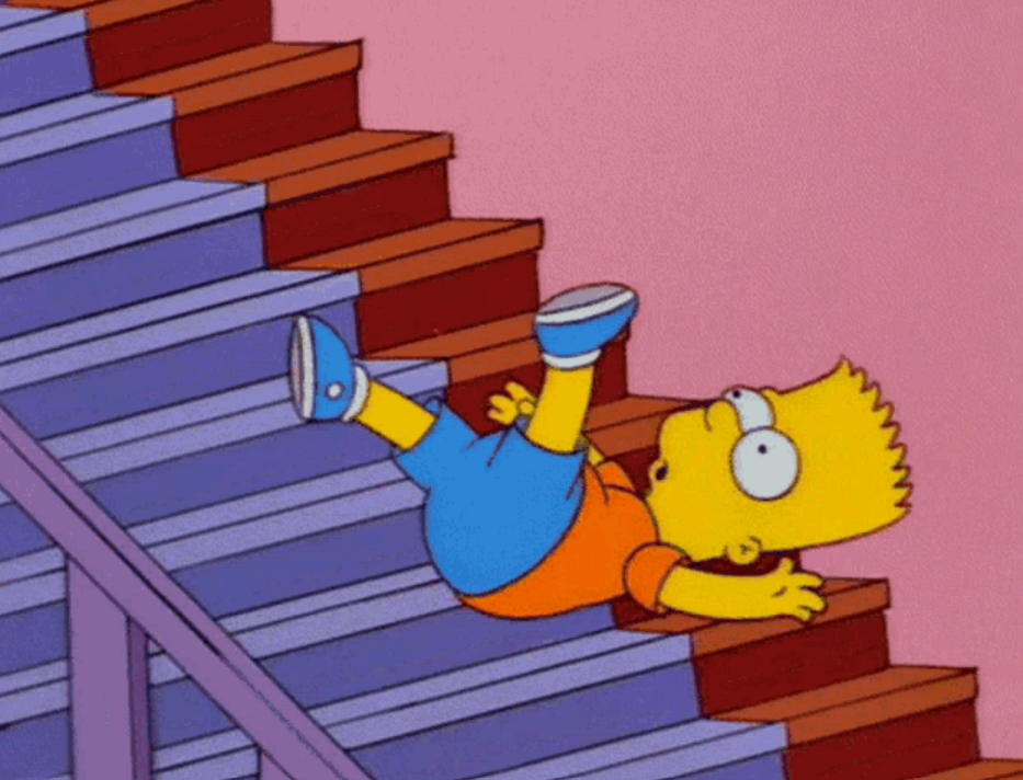 Bart Simpson cayendo de la escalera